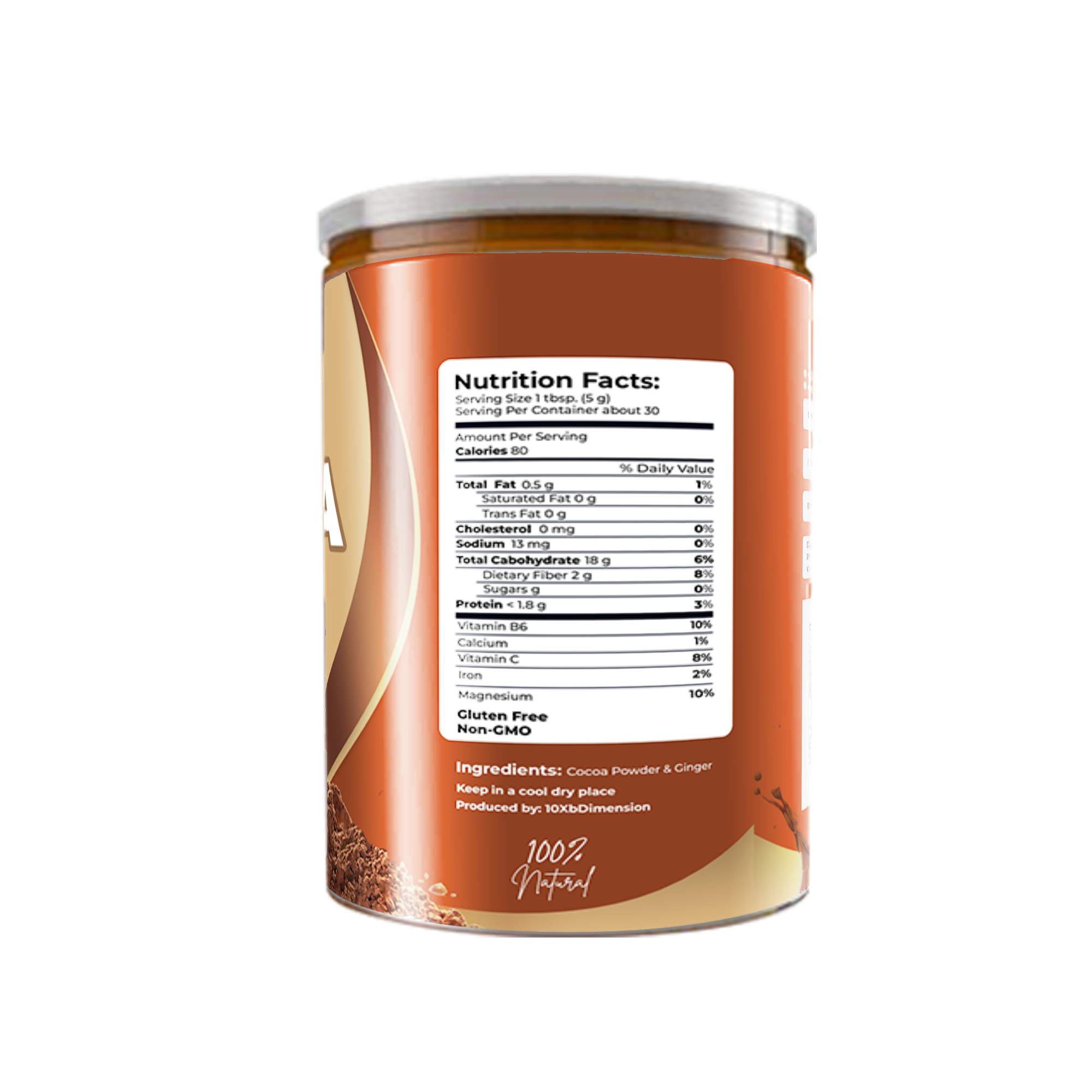 10xB Natural Cocoa Powder with ginger